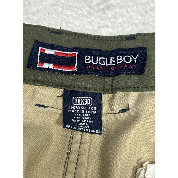 Vintage Bugle Boy Cargo Pants Tan Beige Loose Baggy Skater Y2K Men's Size 38x30 - Picture 4 of 9